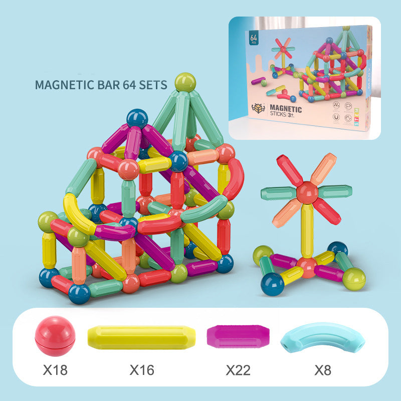 Magnetic stick building game